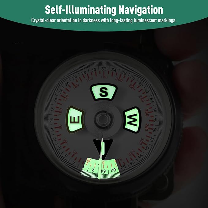 Eyeskey Multifunctional Military Sighting Navigation Compass Impact Resistant & Waterproof Compass for Hiking, Camping