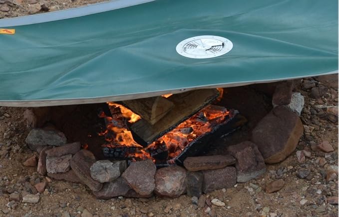 Campfire Defender Outdoor Fire Pit Cover, 68" x 60" - Camping Firepit Cover Square with Adjustable Vent, Weatherproof Emergency Blankets, Heavy Duty Military Grade Camper Blanket with Glow in the Dark