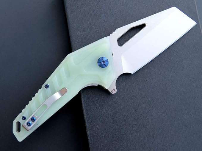 Eafengrow EF933 Pocket Folding Knife EDC D2 Steel Blade Knives G10 Handle Pocket Clip EDC Knife Emergency Outdoor Camping Tools (jade)