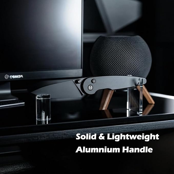 Hightron Birdidi Folding Pocket Knife, 2.91" D2 Blade Aluminum Handle with Deep-Carry Clip, Sharp EDC Tactical Knives for Men Women Lightweight Cutter for Camping Hiking Black-B