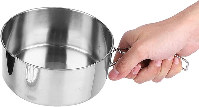 Stainless Steel Camping Cookware Set with Pot, Pan, Plates and Cups, Portable Folding Outdoor Cooking Kit for Picnic, BBQ and Travel