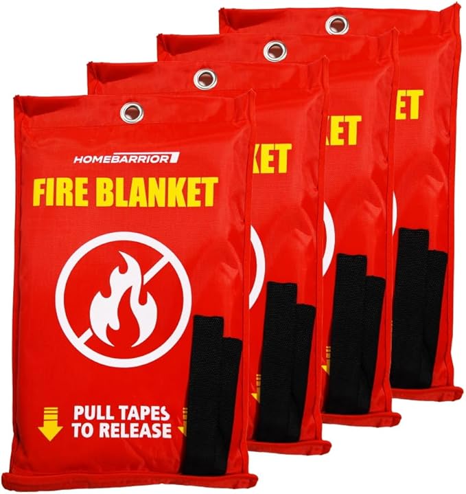 Emergency Fire Blanket for Fire Suppression, 39x39 inches Flame Retardant Fabric Fireproof Blanket, Survival Gear for Home Safety, Outdoor Camping (4 Pack)