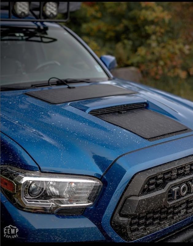 Lensun 50W 12V Hood Flexible Solar Panel for Toyota Tacoma 3rd Gen (2016-2023) TRD Sport/Pro - Off Grid Solar Power for Offroading/Overlanding/Camping