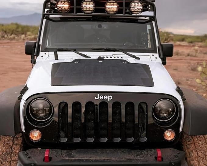 Lensun 105W 12V Hood Flexible Solar Panel for Jeep Wrangler JK (2007-2018) - Off Grid Solar Power for Offroading/Overlanding/Camping