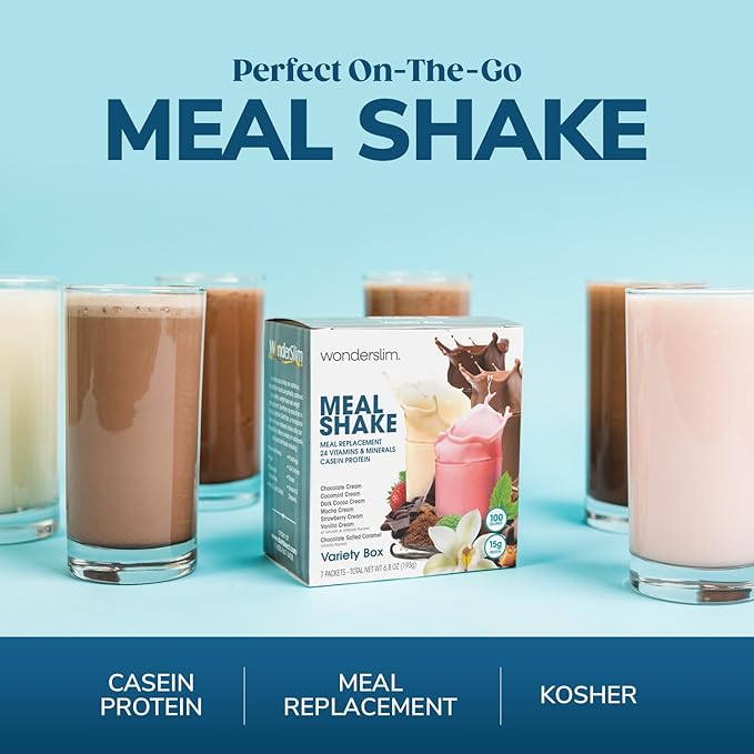WonderSlim Meal Replacement Shake, Vanilla Cream, 15g Protein, 24 Vitamins & Minerals, Gluten Free (7ct)