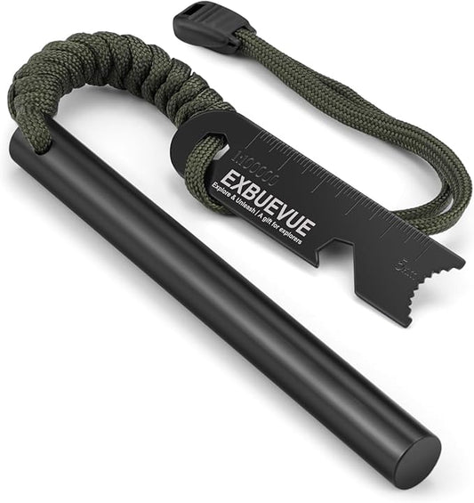 Fire Starter, 5'' Ferro Rod Outdoor Survival Tools Flint and Steel and Stricker for Bushcraft, Camping, Hiking Kits
