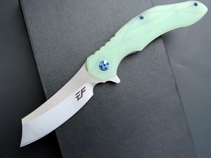 Eafengrow EF919 Folding Knife with Pocket Clip D2 Steel Blade G10 Handle EDC Tool Outdoor Knives for Camping Fishing Hiking (Jade)