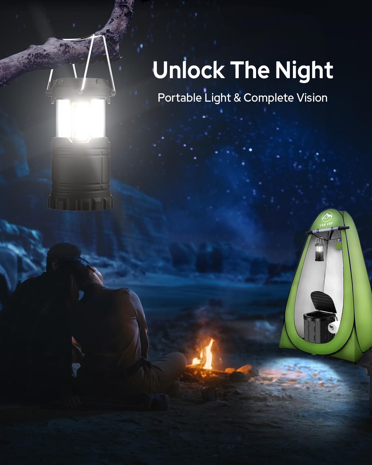 Portable Camping Toilet Kit with Pop-Up Privacy Tent, Washable Outdoor Shower and Changing Room