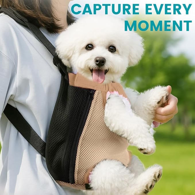 Dog Backpack Carrier, Adjustable Pet Front Carriers, Legs Out Carrying Sling Travel Bag for Small Medium Dogs 2.5-4 Lbs, Soft Wearable Puppy Chest Carry Backpacks for Walking/Hiking/Camping/Traveling