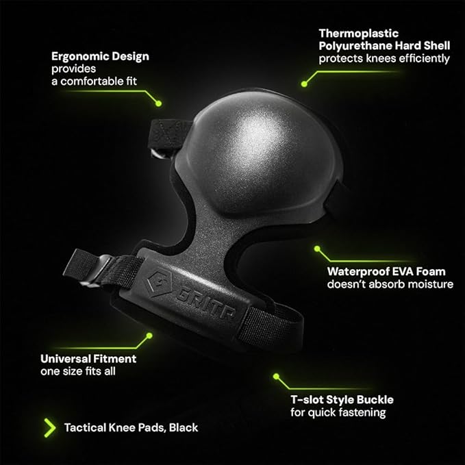 GRITR Tactical Knee Pads for Work, Hunting, Construction, Gardening, Paintball w/Foam Padding, Hard Shell & Adjustable Straps - Heavy Duty Professional Knee Protectors for Men & Women