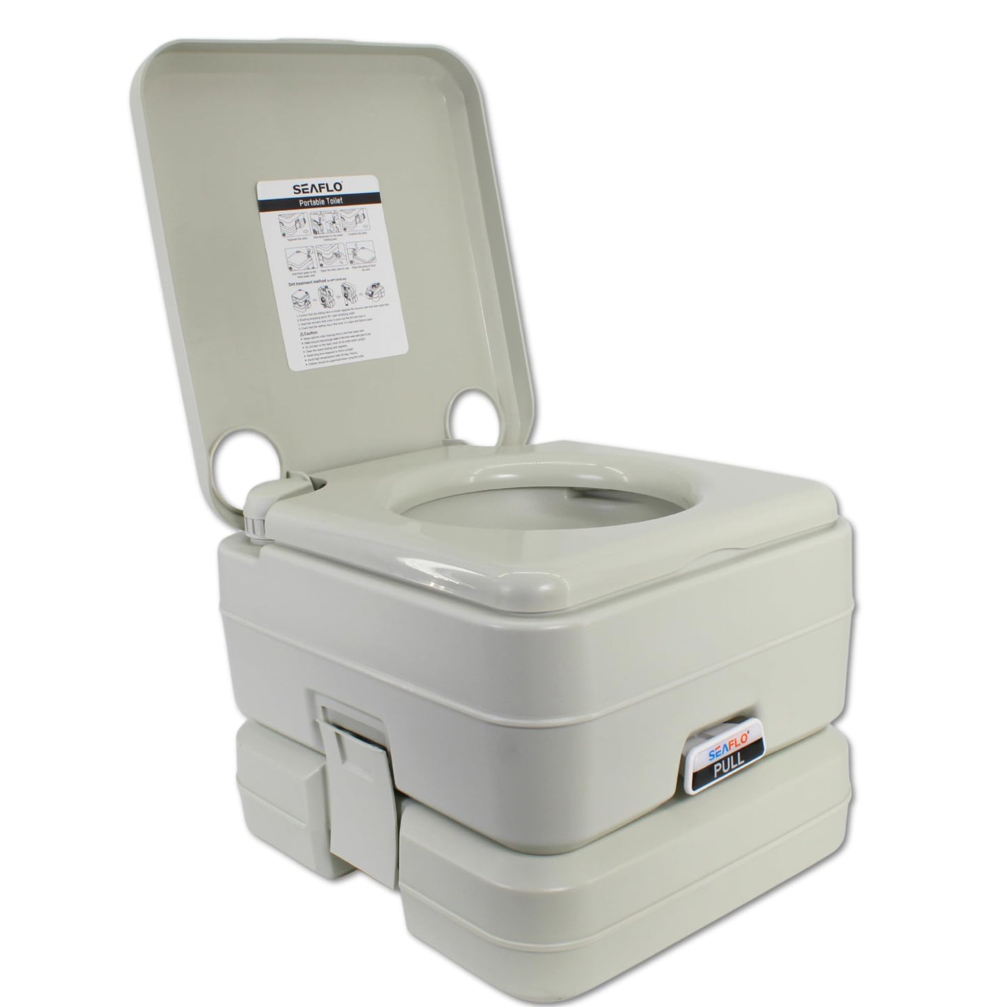 SEAFLO Camping Portable Toilet - 2.6 Gallon Waste 3.43 Gall Fresh Tank (100 Flushes), 440 lbs Max