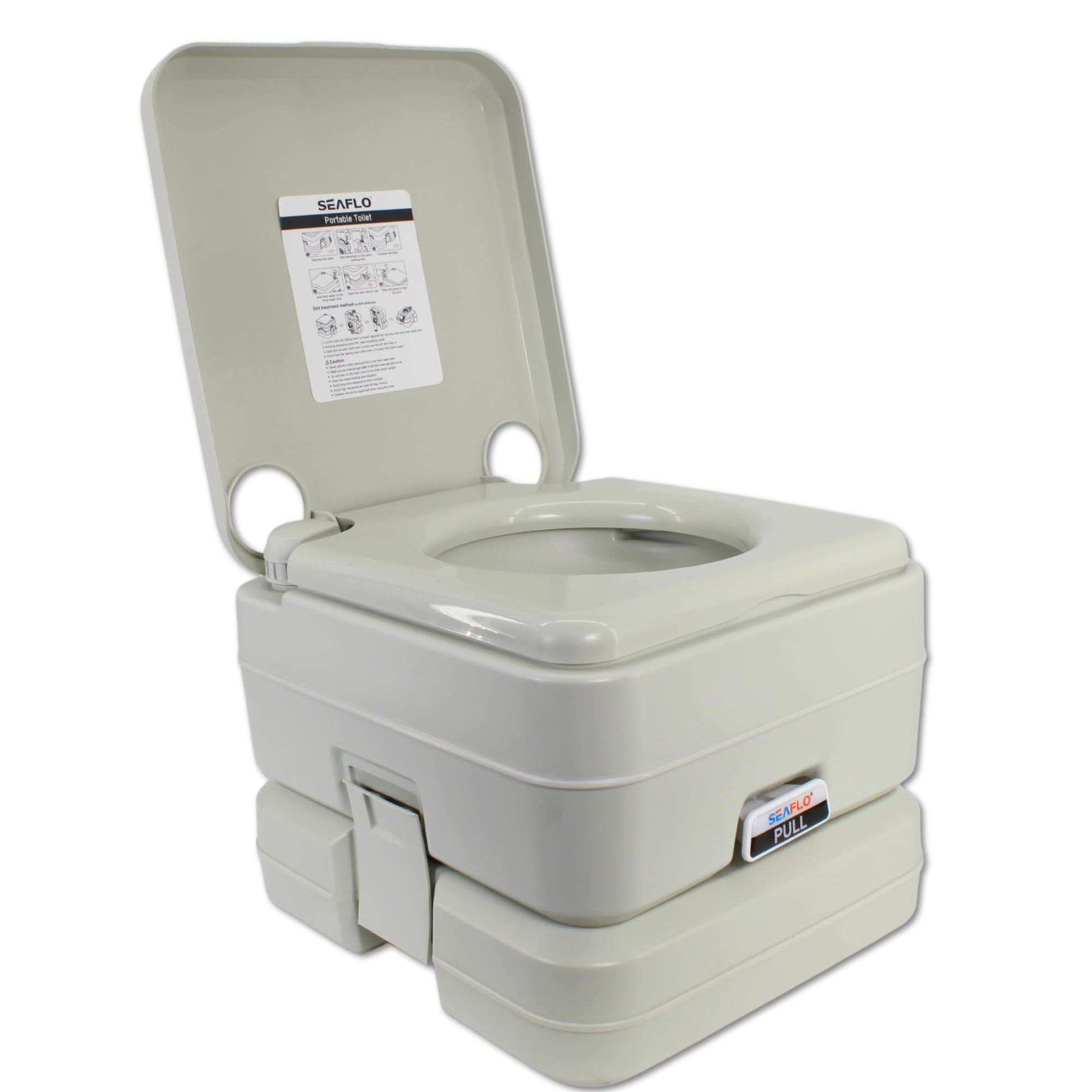 SEAFLO Camping Portable Toilet - 2.6 Gallon Waste 3.43 Gall Fresh Tank (100 Flushes), 440 lbs Max