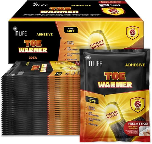 InLife Super Warmer with Adhesive Backing for Toes, All Natural & Safe, Wider Area Covered, Higher Heating 145°F, Air Activated, Easy & Comfort, Steady Longer Lasting, Odorless, 20 Pairs (40 Units)