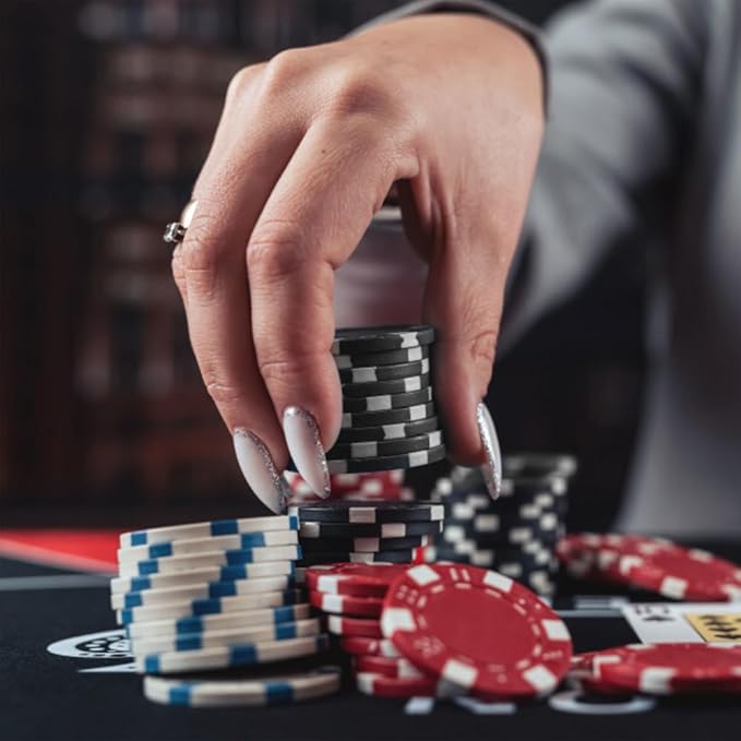 Poker Chip Set - 11.5g Poker Set with Cards, Buttons, Carrying Case, and 500 Poker Chips for Texas Hold'em and Blackjack Games by Trademark Poker
