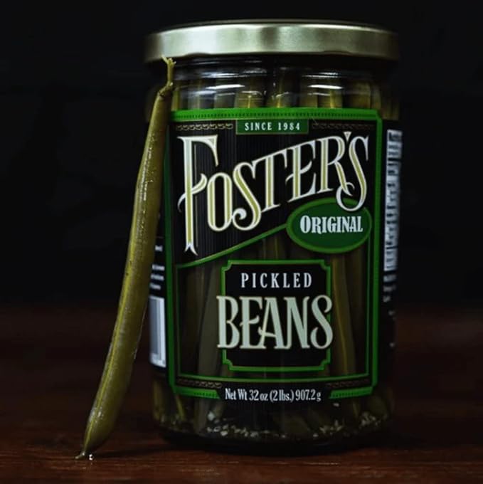 Foster's Pickled Green Beans in a Jar, Original, 32oz, 2 Pack, Traditional Pickled Vegetables Recipe for over 40 years, Low Calorie Snack, Gluten Free, Fat and Preservative Free Pickles