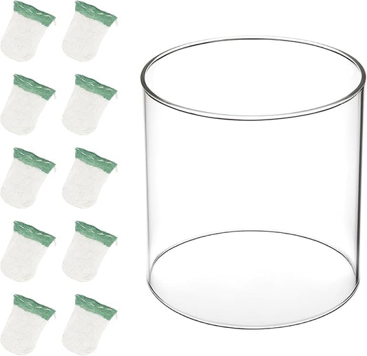 10 Propane Lantern Mantles and 1 Lantern Glass Globe Replacement Parts, Compatible with Coleman Kerosene Lanterns, Propane Lantern Mantle Replacement Suitable for Outdoor Camping Propane Lantern