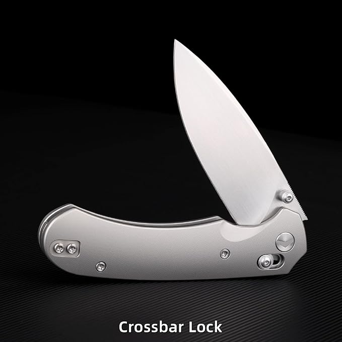 Folding Pocket Knife,3.31” M390 Blade,Erogonomic Titanium Handle,Hunting Survival Knife,EDC Knife for Hunting Camping Survival Outdoor Fishing Hiking（Grey）