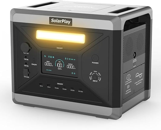 SolarPlay Portable Power Station, 2400W/2160Wh Solar Generator(Solar Panel Optional) with 4 AC Outlets (4800W Peak), Large Capacity Emergency Power for Home Backup, Camping, Outdoor Battery Backup