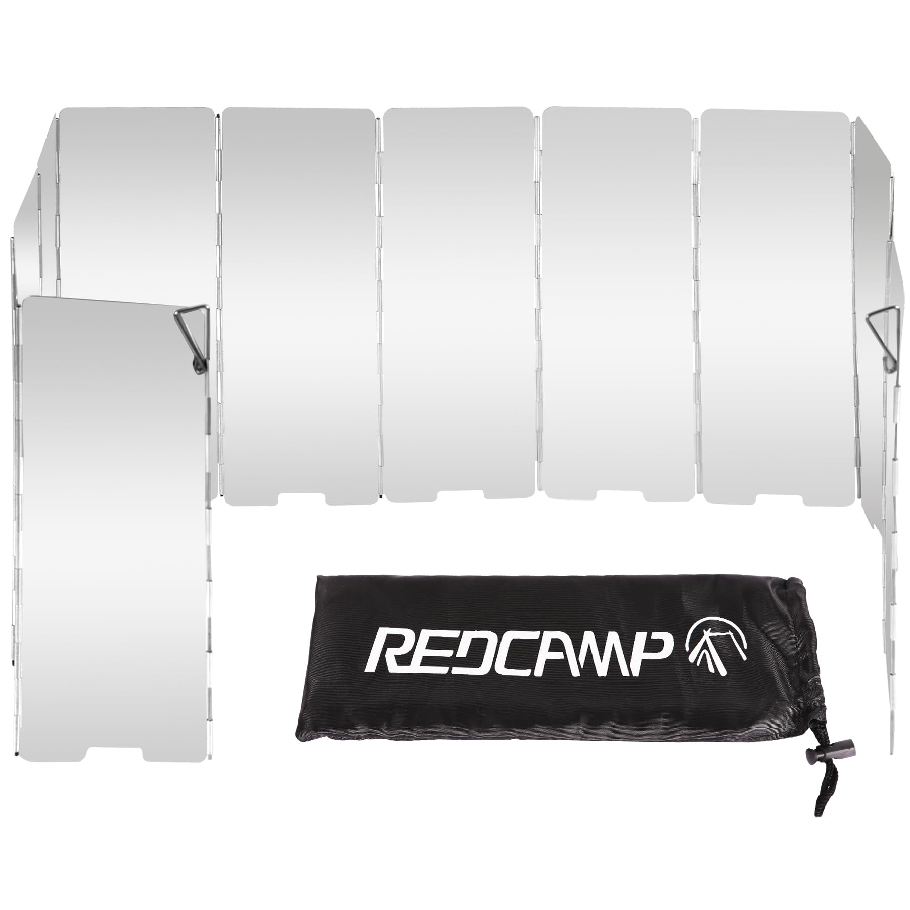 REDCAMP Folding Outdoor Stove Windscreen, 12 Plates Aluminum Camping Stove Windshield with Carrying