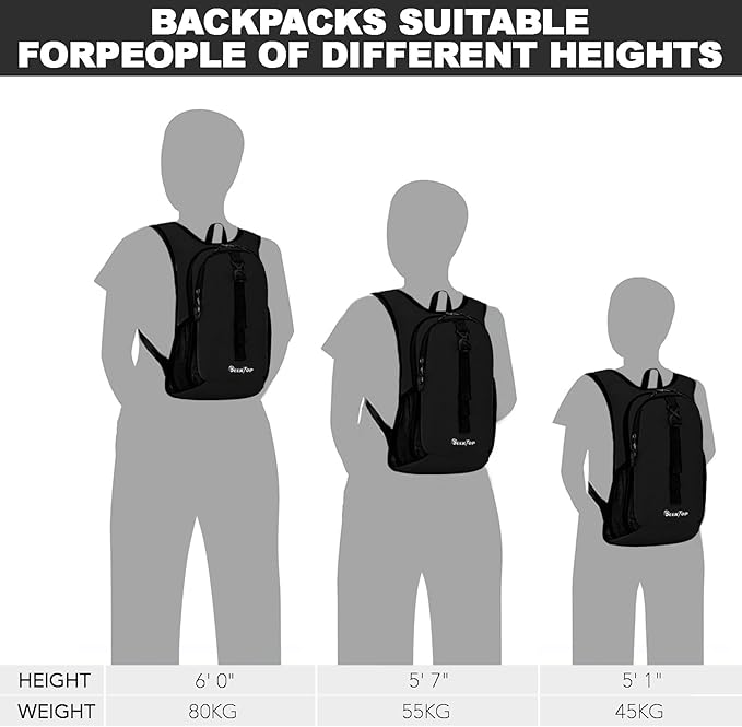 Seektop 15L Small Hiking Backpack for Women Men, Foldable Packable Backpack with Phone Pocket, Lightweight Travel Daypack for Hiking Camping Outdoor (Black)