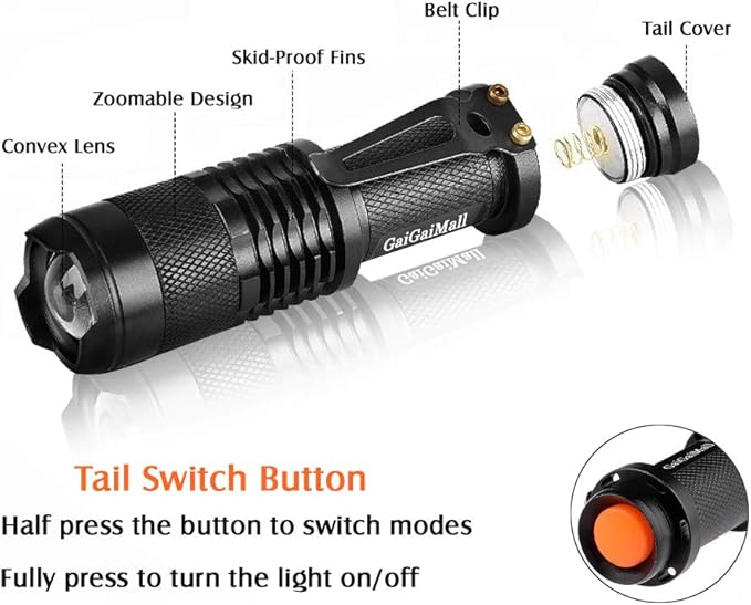 4 Pack Red Light Flashlight 3 Modes Zoomable Red Hunting Light with Clip for Astronomy, Aviation, Night Observation