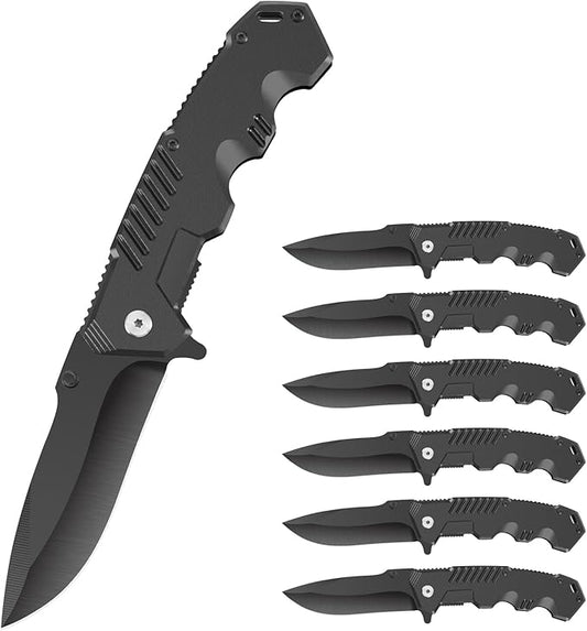 Tactical Folding Knife, 6-Pack, 4.3 Inch, EDC Outdoor Camping, Security Lock, Pocket Clip (6)