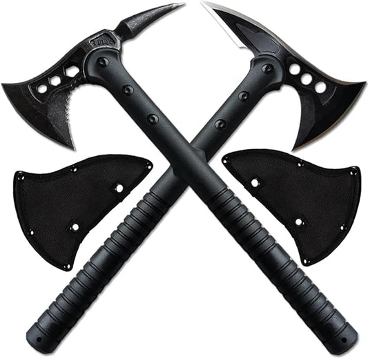 DOOM BLADE 2P Camping Hatchet Axe with Nylon Sheath,Tomahawk Viking Forged High Carbon Steel,Portable Camping Axe for Outdoor Splitting Wood,Hunting Survival