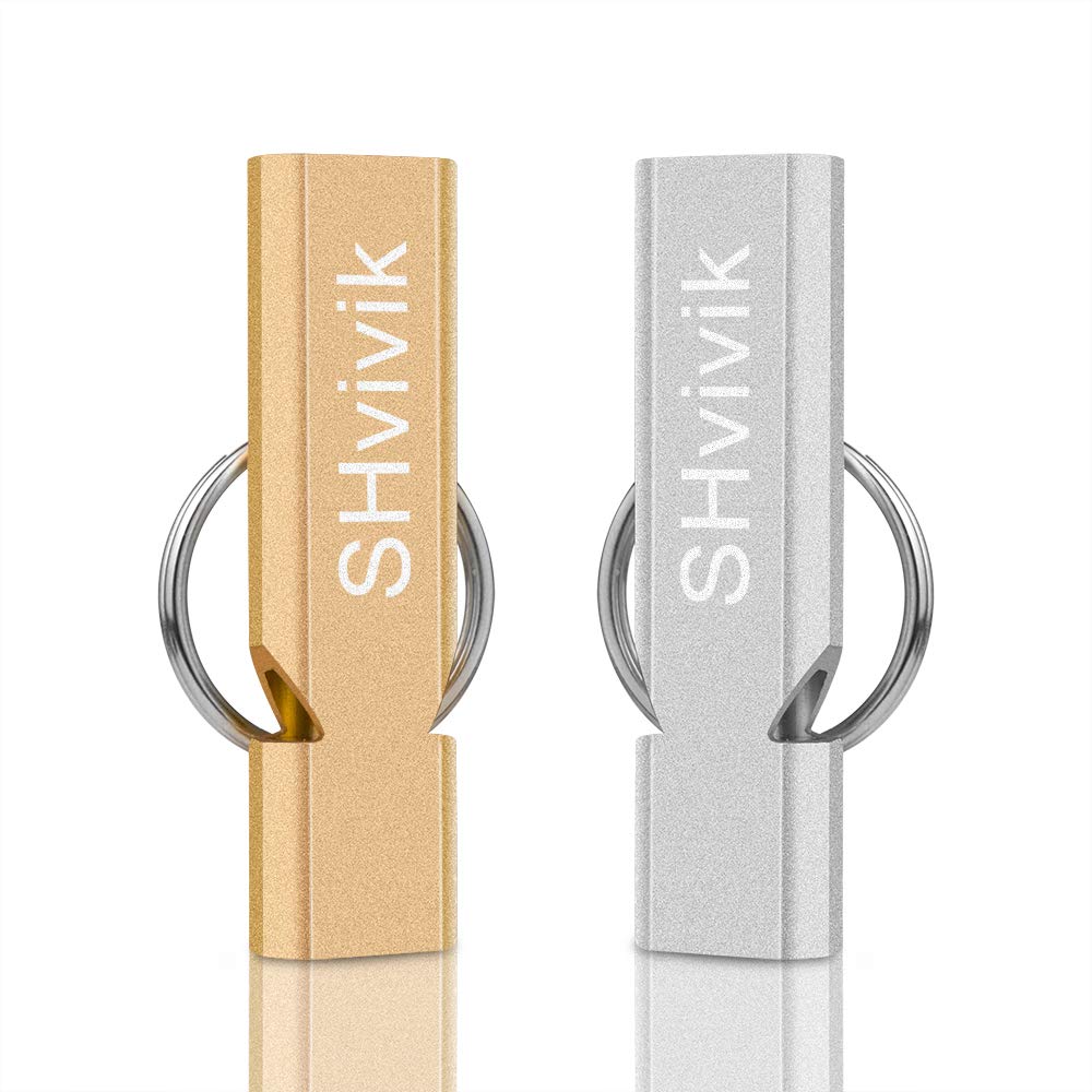 SHvivik Emergency Whistle, 2PCS Premium Safety Survival Whistles with Lanyard Keychain, High Pitch