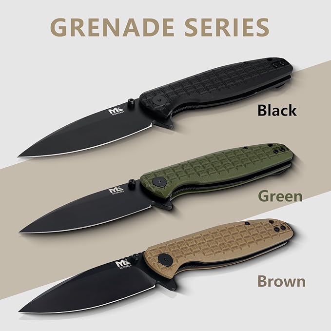 Folding Knife – 3.5-inch D2 Steel Folding Pocket Knife, G10 Handle, One-Handed Opening and Closing, Ceramic Ball Bearings, Deep Pocket Clip, Suitable for Outdoor, EDC (brown)