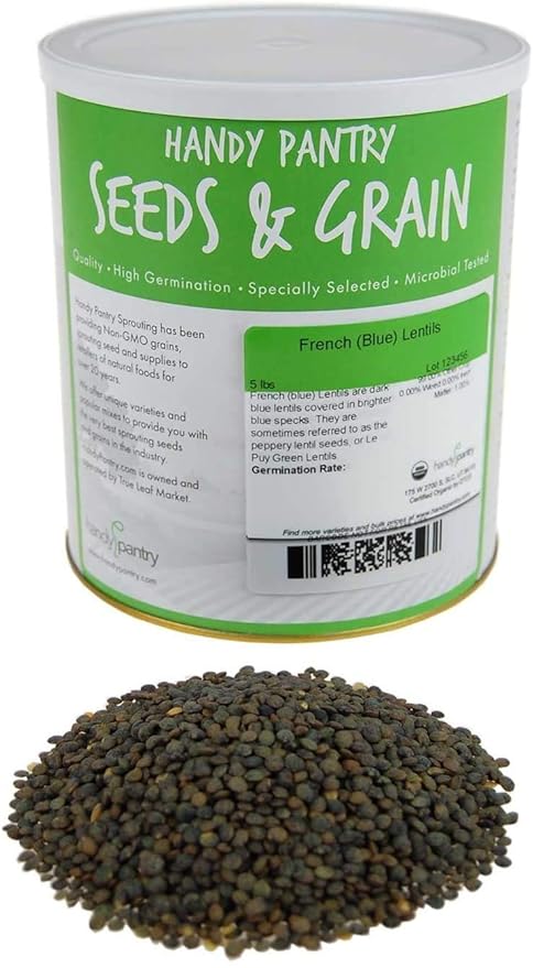 Organic French Lentil Sprouting Seeds - 5 Lb - French Lentils - Perfect for Edible Seeds, Gardening, Hydroponics, Salad, Soup, Sprouts & Food Storage