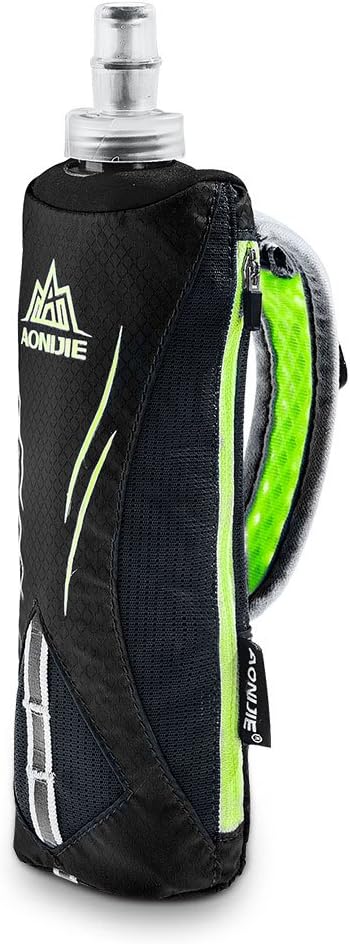 AONIJIE Quick Grip Handheld Water Bottle for Running, Hand Strap Hydration Pack with 500ml Handheld Soft Flask Water Bottle (Black)