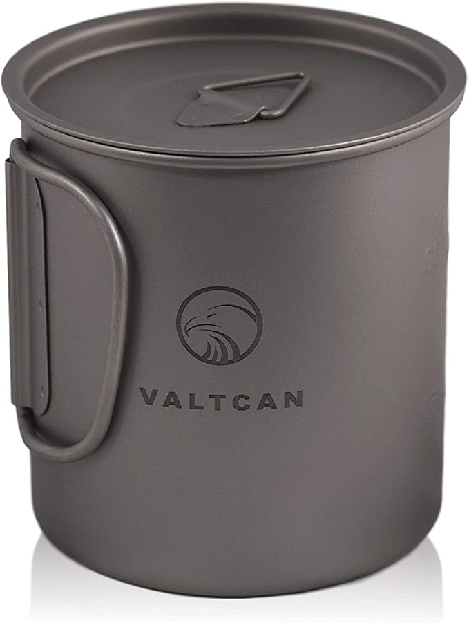 Valtcan 450ml Titanium Camping Cup with Tight Lid 15.2oz or 1.9 Cups Capacity