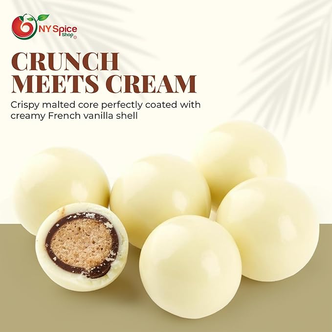 NY Spice Shop French Vanilla Chocolate Malt Balls Party Decorations - 1 Pound Malted Milk Ball Candy Birthday Gifts - Chocolate Malted Milk Balls - Dark Chocolate Malt Ball Holiday Snacks