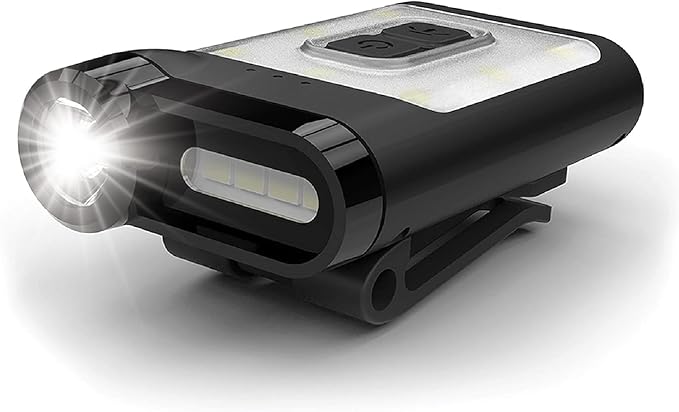 Claymore Capon 65A+ Black Ultra-Light Clip-On Cap Light ??USB-C Rechargeable 230LM LED Compact Headlamp | 3 Modes IP54 Water-Resistant Up to 19 Hrs Runtime for Camping, Running, Outdoor