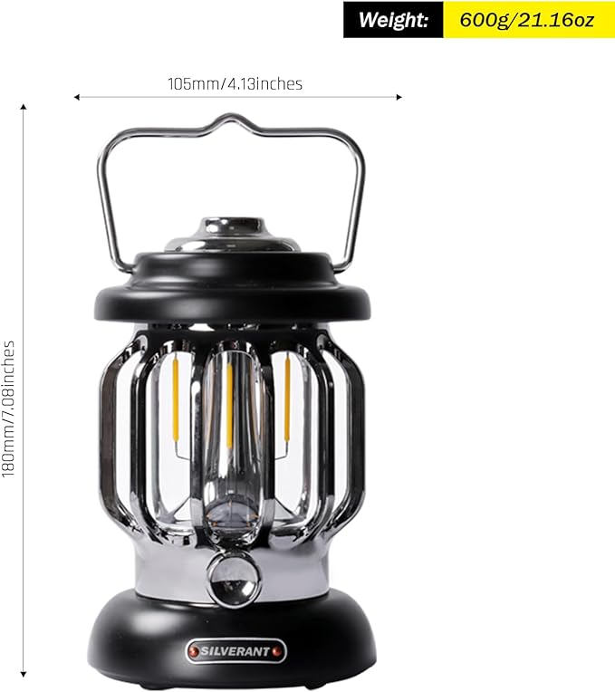 Camping Lantern Lights LED Lamp Type C Rechargeable, Emergency Light 8-130h Runtime for Power Outages, Outdoors Camping Lantern