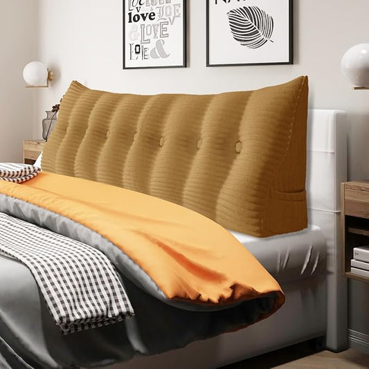 14 lbs Thickened King Wedge Pillow Headboard Body Positioner Triangular Reading Pillow Bed Bolster Pillow for Sitting Up in Bed with Removable Cover Corduroy