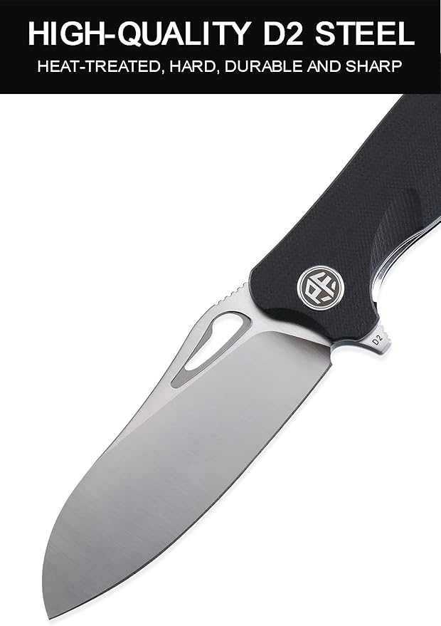 Petrified fish PF868 Bunta,3.35" D2 Satin Blade,146g G10 Handle Flipper Folding knife (Gray G10, Satin)