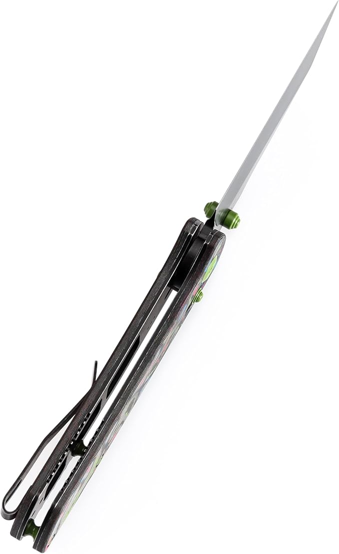 KANSEPT Elite Main Street Pocket Knife, 3.36''Blackwash CPM S35VN Sharp Blade, 80S Camo Carbon Fiber Handle with Axis Lock and Thumb Stud, Perfect Clip for EDC, Camping Survival Folding knives K1015M3