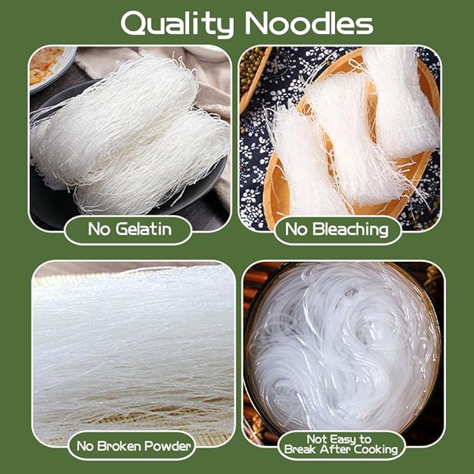21.16oz Glass Noodles Stir fried dishes，cold mixed hot pot-Authentic Longkou Glass Noodles for Cuisine，vermicelli rice noodles（600g） ﻿