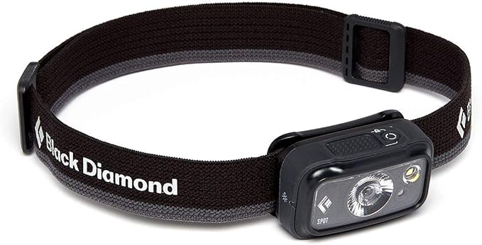 BLACK DIAMOND Spot 350 LED Headlamp, Waterproof and Dimmable Battery Powered for Camping, Hiking, Running, Work with Red Light Headlamp Mode, Graphite