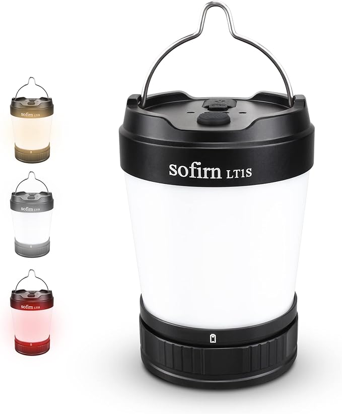 Sofirn LT1S LED Camping Lantern, Rechargeable Lantern with Dimmable 2700K - 6500K Light, red Light, 500 Hours Battery Life for Power Outages, Hiking, Camping, Emergency