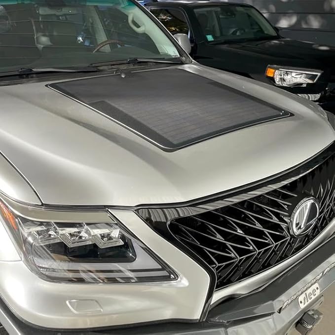 Lensun 100W 12V Hood Flexible Solar Panel for Lexus GX460 GX470 GX570 LX470 LX570 - Off Grid Solar Power for Offroading/Overlanding/Camping