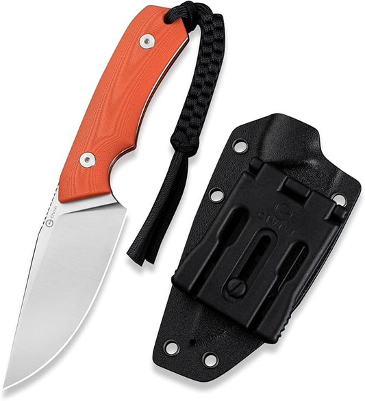 CIVIVI Gander Fixed Blade Knife with Kydex Sheath, 3.63" 14C28N Blade Full Tang Knife G10 Handle, Designed By Matt Gentry for Hunting Camping EDC C24058B-1 (Orange)