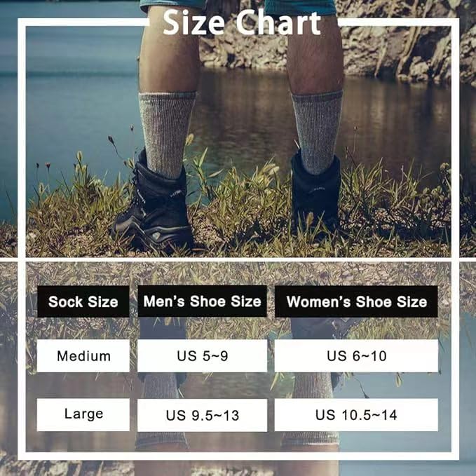 Time May Tell Mens Merino Wool Hiking Cushion Socks Thermal Warm Boot Socks