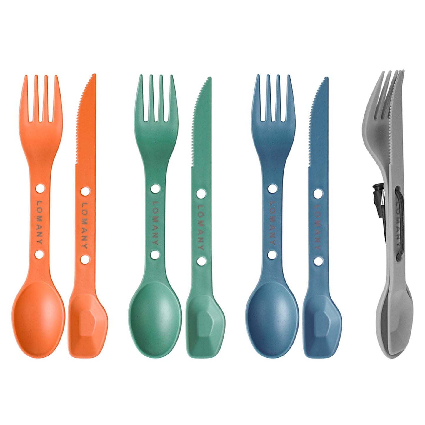 Loyzcy Reusable Camping Utensil Set, Spoon-Fork-Knife Travel Utensils