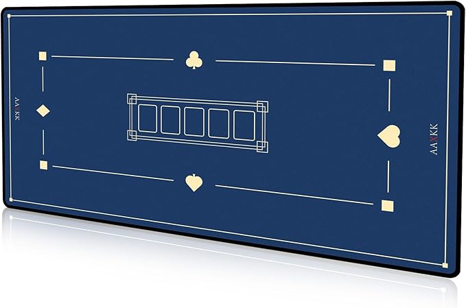 70 x 35 Inch 6-10 Person Texas Hold'em Practical Blue Poker Mat Portable Poker Table Tops Cards Game Mat Pad Topper Waterproof, Easily Clean & Glide Over, Anti-Slip, Odorless with Storage Bag