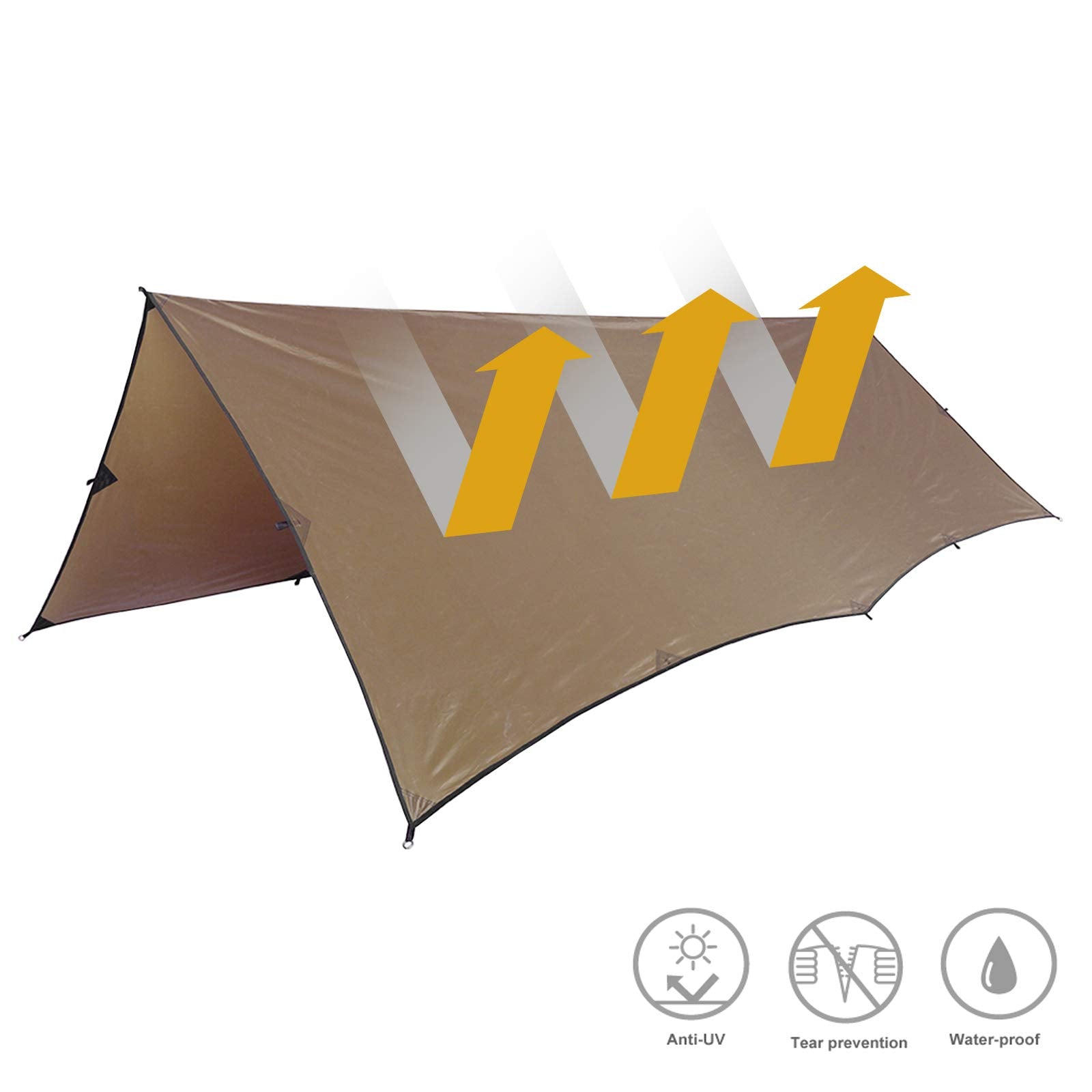 OneTigris Bulwark Camping Tarp, 12.8ft x 9.5ft Large Bushcraft Tarp