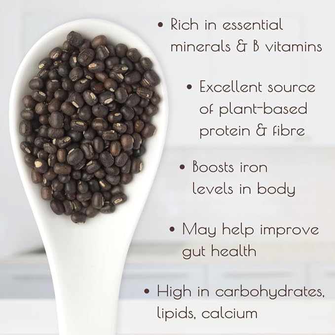 Darsa Organics Urad Whole Dal (Matpe Beans with Skin) 2lb, | USDA Organic, Non-GMO, Gluten-Free Dried Lentils, Kosher | Rich in Protein & Fiber