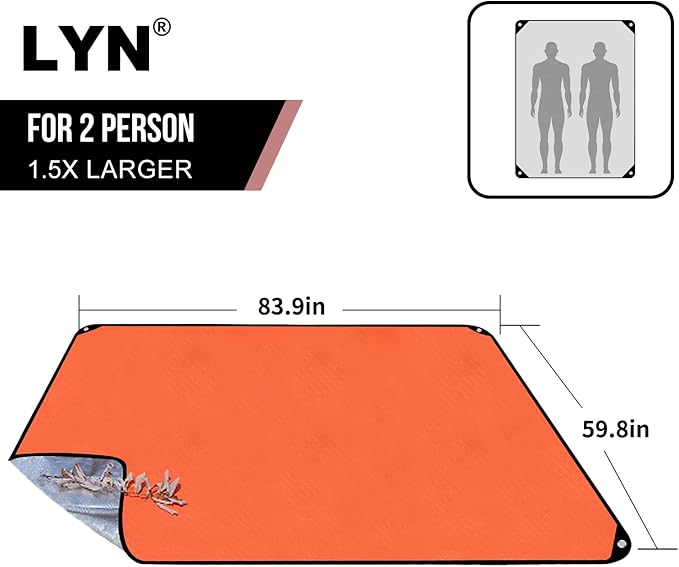 LYN Heavy Duty Emergency Blanket Survival Gear Waterproof Insulated Blanket Emergency Tarp for Camping, Hiking, Bushcraft