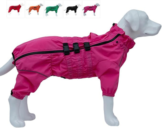 Dogs Waterproof Jacket, Lightweight Waterproof Jacket Reflective Safety Dog Raincoat Windproof Snow-Proof Dog Vest for Small Medium Large Dogs Rosered XXXL